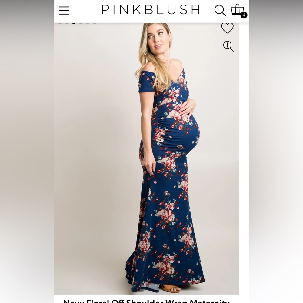 Long Maternity Dress Burgundy Floral